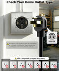 NEMA 14-50 outlet with a plug for the Heavy Duty 40A Level 2 Electric Vehicle Charger With Smart App Tracking for Tesla.