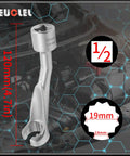 19mm One Half Inch Common Rail Fuel Line Nut Socket 12 Point Flare Nut Wrench Open End Injector Tool for Mercedes Benz