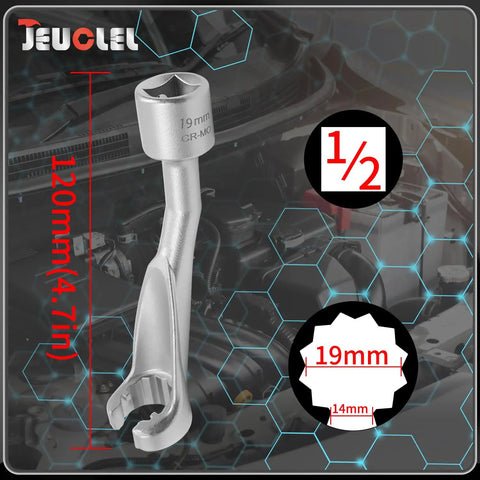 19mm One Half Inch Common Rail Fuel Line Nut Socket 12 Point Flare Nut Wrench Open End Injector Tool for Mercedes Benz