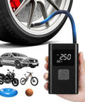 Plug And Play 150 Psi Tire Inflator Fast Fill Air Compressor Digital Gauge Auto Shut Off Pocket Power Tool For Rides Smooth Cruise with digital display.