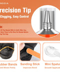 Heavy Duty Shoe Glue Kit 29.5 Milliliters Each 2 Pack Clear Adhesive nozzle tip with rubber bands, sanding stick, and mini spatula