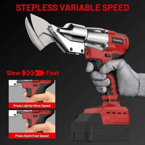 Pro Grade Cordless Metal Shears With 18V Power, 360 Degree Rotating Head, 221 Ft-Lbs Torque shown in hand