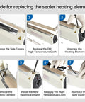 Guide for replacing heating element on Impulse Heat Sealer With Hot Cutting Wire, Heavy Duty Bag Sealing And Cutting Machine