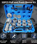 50 Piece Universal Pull And Press Sleeve Kit For Bearings Seals And Bushings Removal And Installation In Cars And Light Trucks