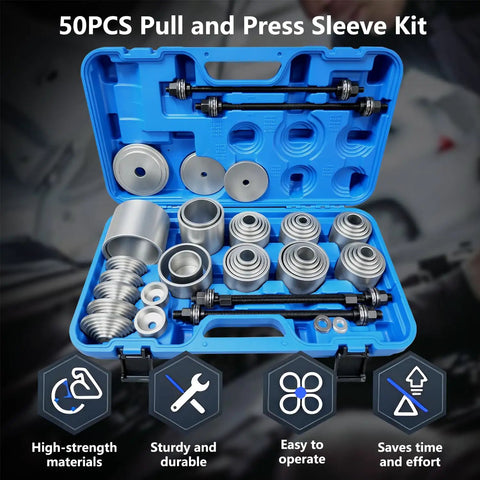 50 Piece Universal Pull And Press Sleeve Kit For Bearings Seals And Bushings Removal And Installation In Cars And Light Trucks