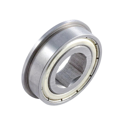 Flanged hex-bore ball bearing; metal housing with white seal; 1/2 in bore, 1-1/8 in OD, 5/16 in width