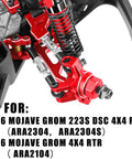 Beefy Aluminum Front And Rear Suspension A Arms Set For One Sixteenth Mojave Grom, CNC machined 6061 T6 aluminum, red