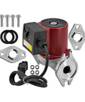 Top Shelf 1/8 HP Hot Water Circulation Pump Flanged with stainless steel parts and installation accessories for easy replacement.