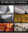 Image showcasing wide range of materials including metal pipe, aluminum, cast iron, brass, copper, and plastic.