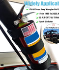 Badass Trail Tough Heavy Duty Black Nylon Fire Extinguisher Roll Bar Mount With Ultra Universal Hook Fastening Straps For Jeep Wrangler Off Road Rig Build mounted on roll bar.