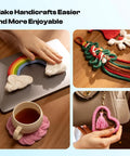 Colorful yarn crafts made with Electric ICord Knitting Machine Automatic ICord Maker With Tension Control Hands Free DIY Knitting Tool.