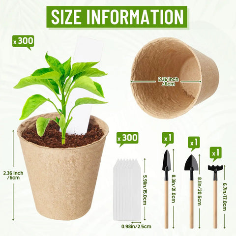 600 Piece Bulk Seed Starter Pots Kit With 2.36 Inch Seedling Pots And 1.18 Inch Coir Fiber Grow Soil, Planting Labels And Trowel Set