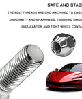 Heavy Duty 8 Piece M12x1.25 Wheel Studs And Lug Nuts Set Chrome Finish For Subaru Crosstrek WRX BRZ Forester Outback Legacy Ascent And Scion Fr-S OEM Replacement Kit That Will Make Your Rides Look Fire Up, chrome stud and lug nut close-up