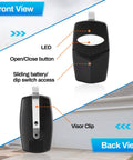 Garage Door Remote 310 MHz With 8 DIP Switches Dual Transmitters And 2 Visor Clips No Fuss Replacement For DTD DNT00002A DNT00017A DT DTA DT2D Gate Opener Transmitter Works With Linear Delta 3 Systems, showing front and back view.