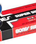 Bones Swiss 6 skateboard bearings, blue shield, set of 8, front view