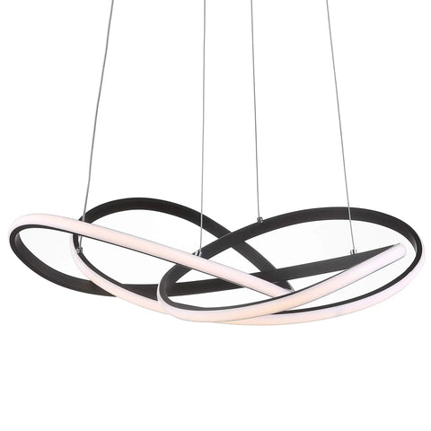 25 Inch Black Modern Abstract LED Pendant Light With Integrated Dimmable Function Metal Chandelier for dining room, kitchen