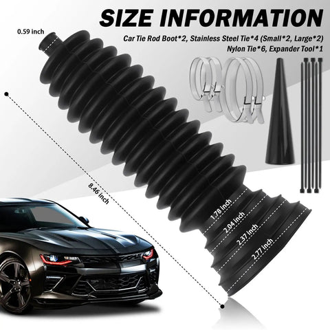 Two Pack Extended Tie Rod Inner Boot Kit With Expander Tool And Cable Ties, Dustproof Rack And Pinion Boot With Cuttable Large Caliber