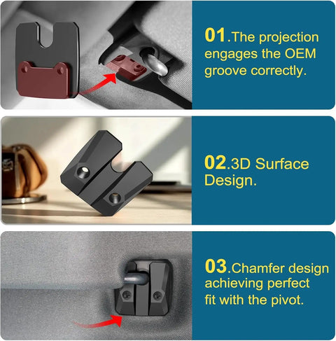 Sun Visor Repair Kit For Ram 1500 2019-2026 Two Pack Aluminum Visor Clip Replacement For Trucks with OEM groove fit