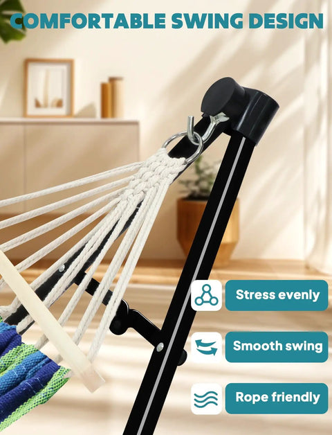 Close-up of 2 In 1 Hammock And Swing Chair With Collapsible Steel Stand And Portable Carry Case Adjustable And Quick Setup