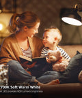 Family reading under warm light with Vintage Style Dimmable LED Filament Bulbs 8W 800LM 60W Equivalent A19 E26 Base Clear Glass 2700K.