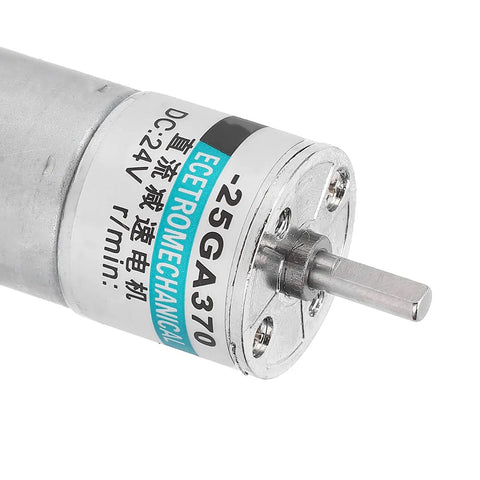 Ultra Quiet DC Gear Motor 24V With All Metal Gears And Pure Copper Coils For Industrial Low Speed High Torque Projects Plus Automatic Safety Cut Off close-up view of motor front