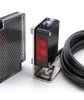 Indoor Wall Mount Photoelectric Beam Sensor 0-2m Adjustable NPN NO NC Switchable DC 10-30V 3-Wire With 2m Cable And Reflector Panel