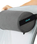Get Your Back Swayin Cool With This Epic Firm Lumbar Roll Pillow For Pain Relief attached to an office chair with gray mesh cover.
