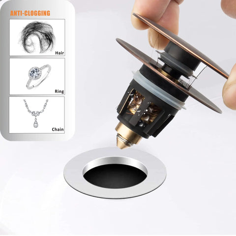 Universal Bathroom Sink Drain Stopper With Detachable Hair Catcher And Matte Black Finish Is A Pretty Darn Sharp Fit For Most Pop Up Drains Works Like A Charm While Sealing Away Nasty Hairs In Your Vanity Basin
