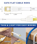 Cat8 Ethernet Cable 25 Ft Flat Outdoor Indoor High Speed 2000MHz 40Gbps Gold Plated RJ45 Weatherproof UV Resistant for Gaming