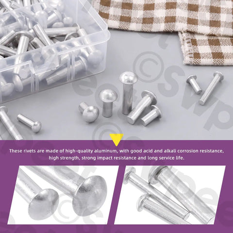 300 Pack Aluminum Rivets Set M4 M5 M6 With 10mm 14mm 20mm 25mm Lengths Brazier Head Solid Aluminum Plain Finish Universal Head