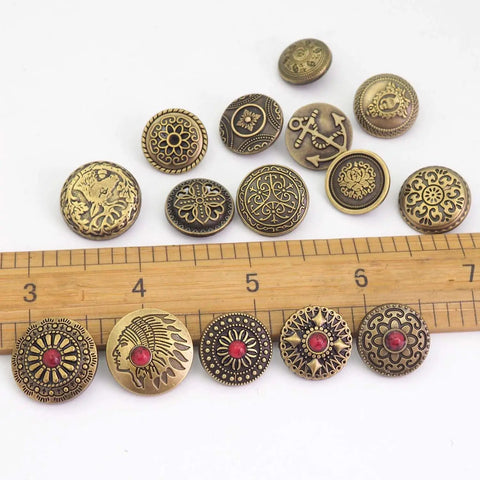 Antique Bronze Snap Button Set For Wallets And Leather Crafts, 15 Size Variants From 15Mm To 20Mm, Zinc Alloy Caps With Copper Sockets