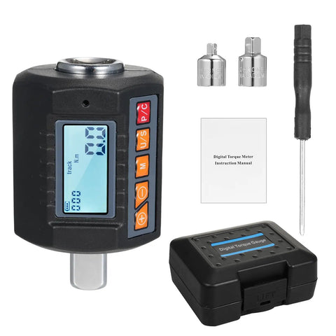 Pro Grade Digital Torque Wrench With Backlit Display And Half Inch Drive Includes Three Eighths Inch And Quarter Inch Adapters Sound And Light Alarm High Accuracy Real Time Ft Lb And Nm Readouts Four Torque Units For Automotive And Industrial Use, 1/2 drive