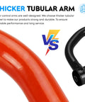 Orange tubular front upper control arm with black bushing end for suspension lift kit (2 pcs)