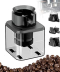 Automatic Electric Espresso Portafilter Knock Box With Touchless Sensor And No Sweat Dry Ground Cleanup For Your Home Bar Pro Or Cafe Crew Easy Machine Setup close-up view with coffee beans