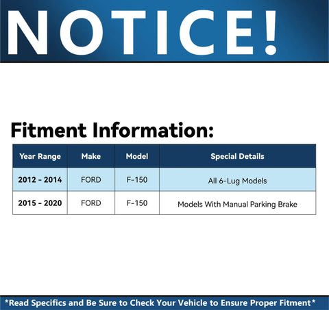 Ford F-150 Beefed Up Brake Kit With Drilled And Slotted Rotors And Ceramic Pads Front And Rear 6-Lug Replacement notice