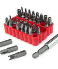 46 Piece Security Bit Set With Tamper Proof Torx Bits Square Drive Hex And Spanner Tools Includes SAE And Metric Hex Bits Phillips Slotted Triwing For Quick Home Auto And DIY Repairs In A Bright Red Case in red case