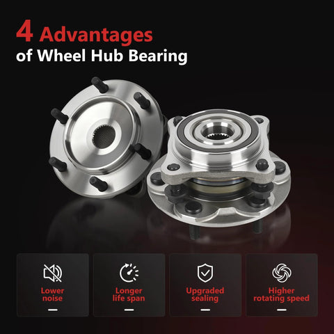 Two Pack Front Wheel Bearing And Hub Assembly Compatible With 2003 To 2021 Toyota Tacoma 4Runner FJ Cruiser 6 Lug 4WD With ABS Fits Lexus GX460 GX470 Premium Aftermarket Replacement For A Smooth Ride And Easy Install