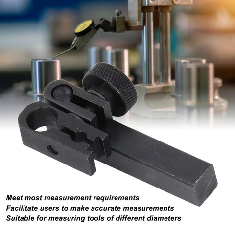 Dial test indicator height holder bar with sleeve swivel clamp, black metal, fits 8mm and 6mm diameters