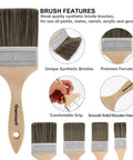 Beefy 3 Inch Chip Paint Brush For Wood Stain And Varnish Great For Walls Fences And Masonry With A Wooden Handle Perfect For Varnish Paste Gesso And Limewash displayed with features