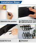 Installation steps for Beefy Garage Wall Mount Bike Storage Rack Holds Up To 6 Bicycles And 5 Helmets with tools and wall mount.