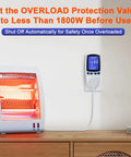 Bright LCD Night Vision Power Meter Plug In With Energy Usage Monitor For Home And Office shown next to space heater
