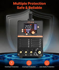 Front view of 3 In 1 Plasma Cutter Welder Combo for Home Workshop, 50A Plasma Cutter and 200A TIG MMA Welders, Dual Voltage 110 to 220V Digital Power, 2T 4T PA PT Function, Portable DIY Metalworking Machine.