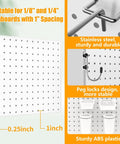 Heavy Duty Metal Pegboard Wall Organizer Kit 74 Piece Set White 24 By 24 Inches For Garage Workshop Craft Room Office And Kitchen Tool Organization Rust Resistant Durable Storage System, showing pegboard with hook and accessory details