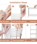Installation steps for Go-To Slim 4-Tier Rolling Cart With Lockable Wheels And Handy Hooks And Bucket in clear finish