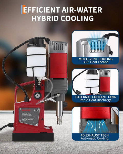 Get the Job Done Right With This 1450W Magnetic Drill Press featuring efficient air-water hybrid cooling system.