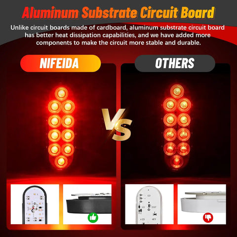 Comparison of aluminum substrate circuit board for Beefy 6 Inch Oval LED Trailer Tail Light Kit 4 Lights Surface Mount 2R2W IP67DOT