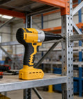 Heavy Duty Cordless Rivet Gun With 2698lb Pulling Power Fits Aluminum And Steel Fasteners For Auto Repair And Metal Projects, Includes LED Light and Brushless Motor Tech on steel rack