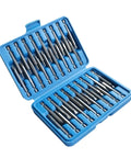Get That 36 Piece Extra Long Screwdriver Bit Set With Torx Star Hex Spline Heads And Magnetic Tips Stored In A Thick PP Toolbox For Your Garage Or Road Rigs Without The Hassle, blue case open