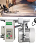 Industrial Brushless Sewing Machine Motor 110V 750W 1HP With Pure Copper Coils beside sewing machine in-use demonstration.