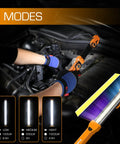 Lit 1000 Lumen LED Work Light With Rechargeable Design For Mechanics Dual Magnetic Bases And Hanging Hooks in use